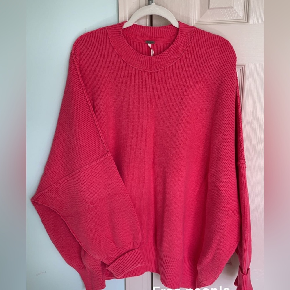 Pink Free People sweater, size Large (very oversized)!!